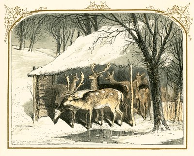 Herten in de sneeuw door Myles Birket Foster